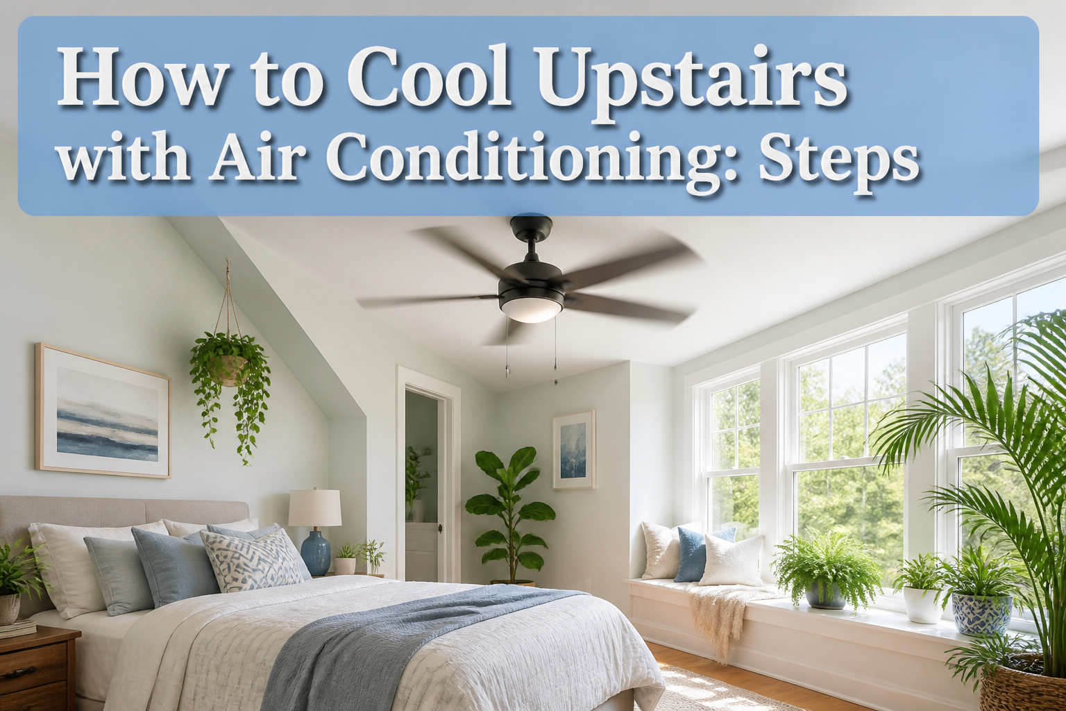 Bright upstairs room with air conditioning unit visible.