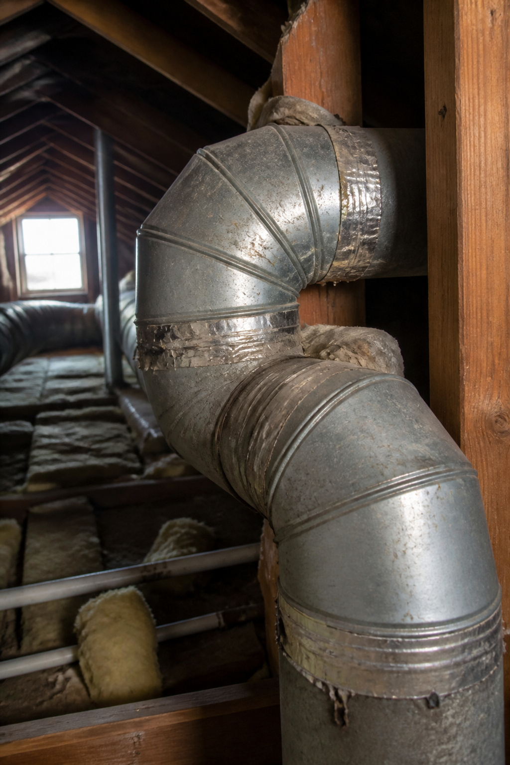How to Cool Upstairs with Air Conditioning: 10 Steps for 2026 1 Close-up of exposed ductwork with visible gaps and rust.
