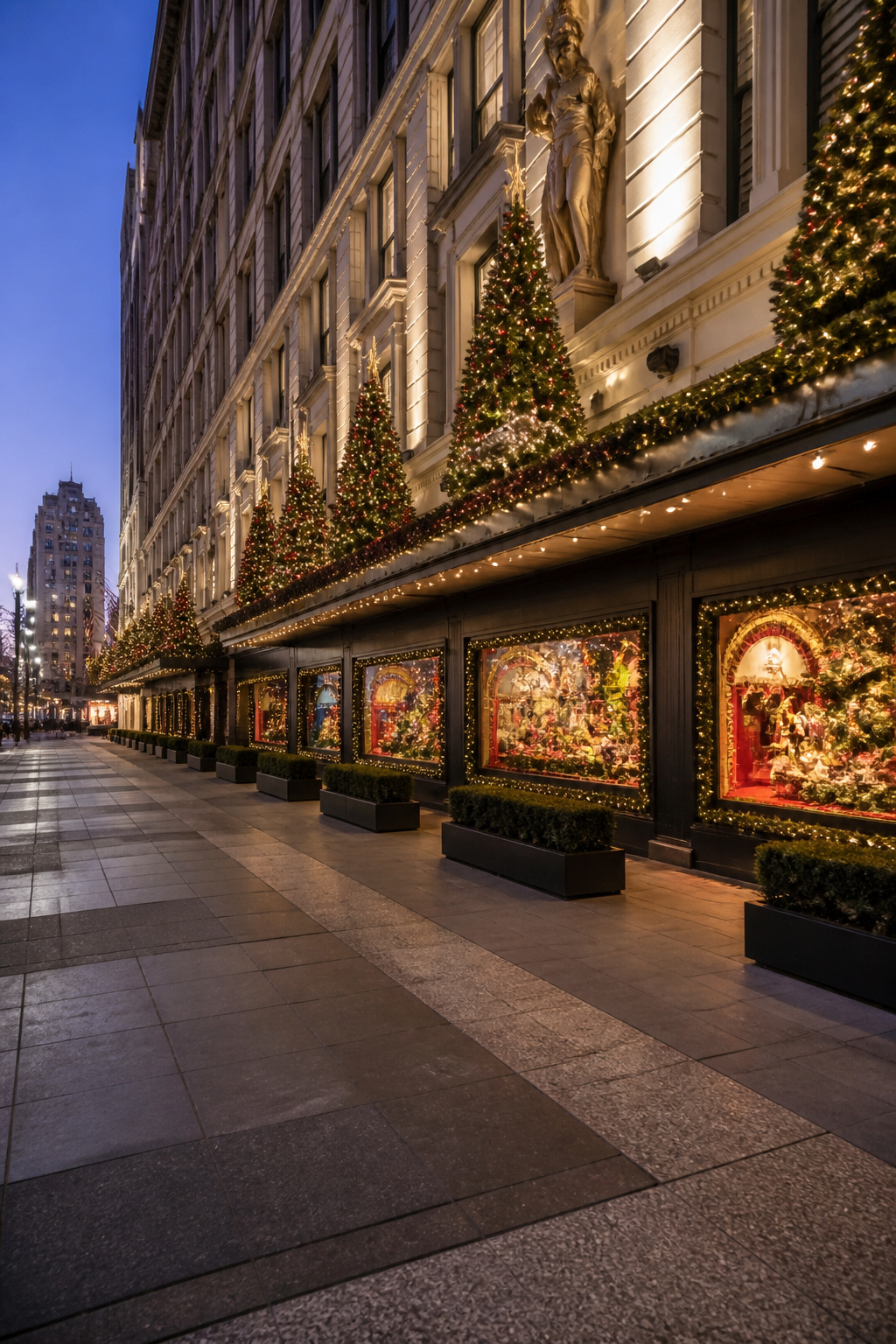 Animated holiday window display at Macy's Herald Square.