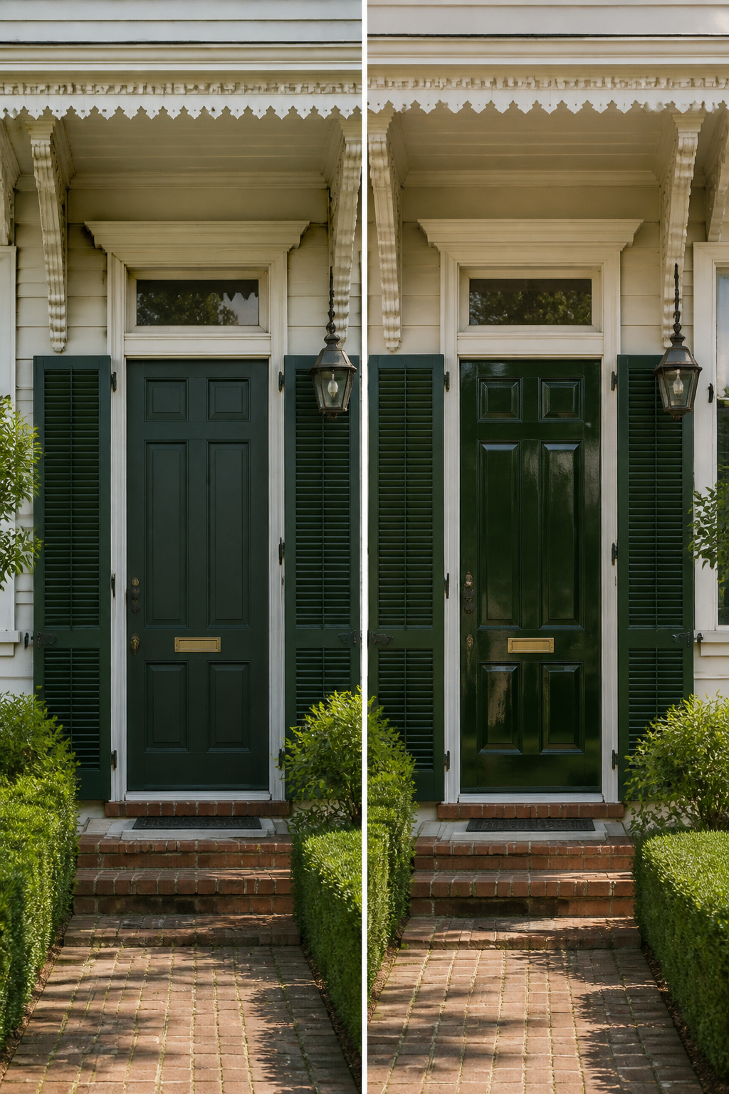 Close-up of shutters with satin finish highlighting the green color.