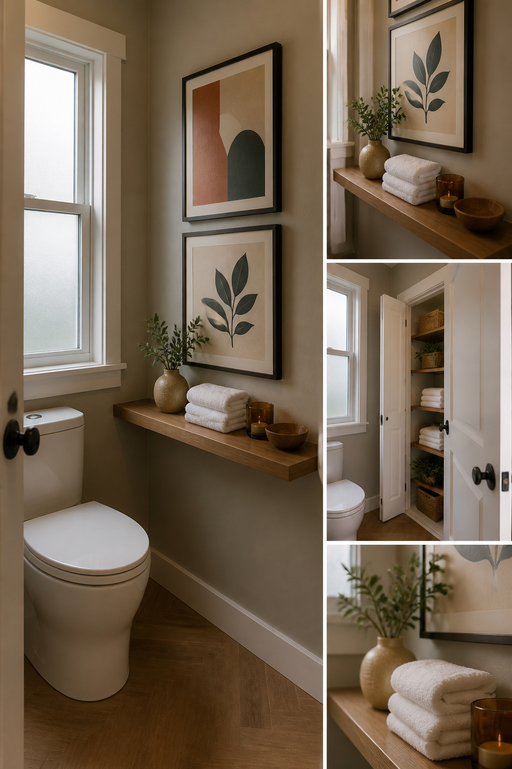 11 Half Bath Renovation Ideas for Style on a Budget (2026) 10 Decorative art pieces displayed in a half bath.