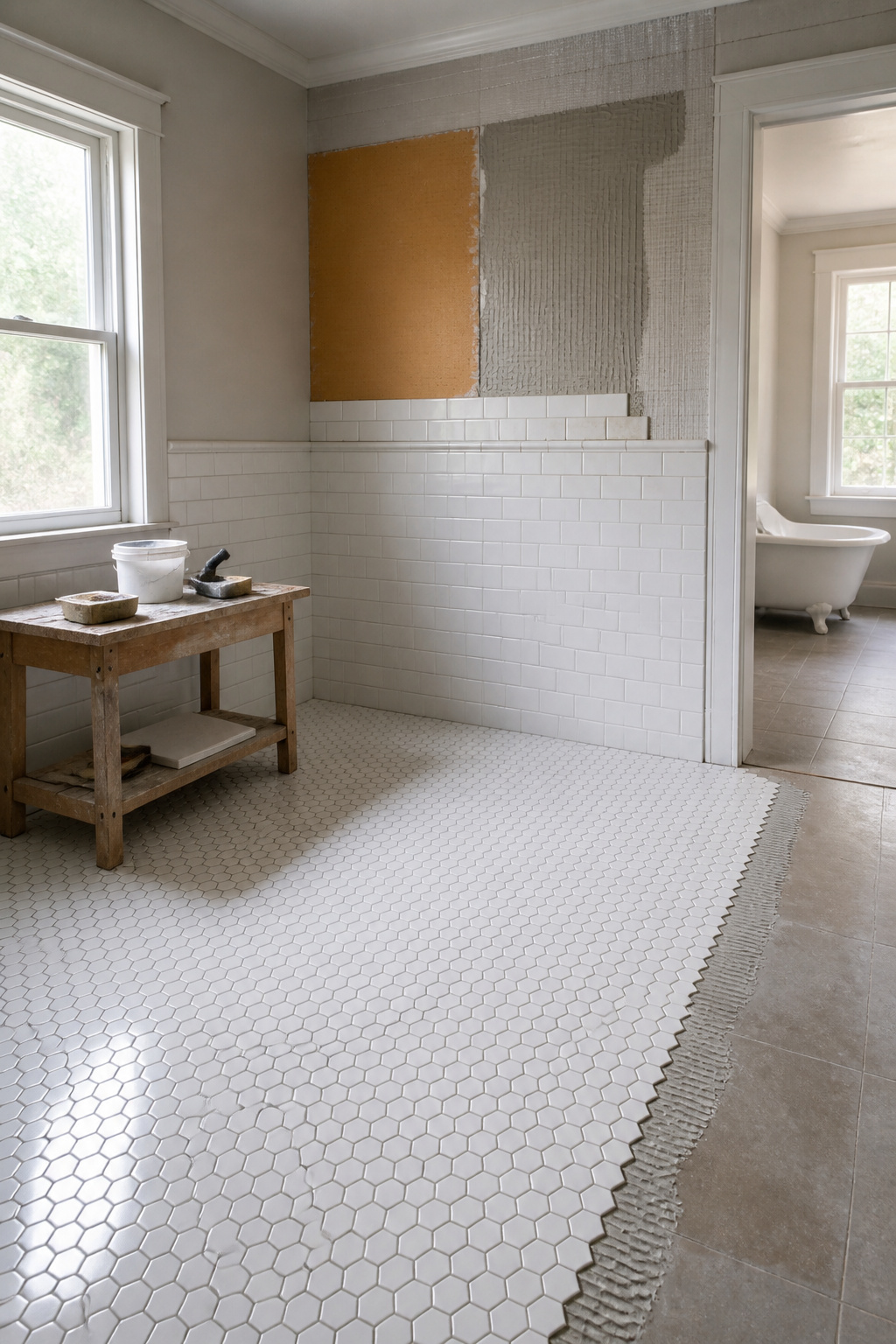 White Hexagon Tile Floor: Materials, Specs and Installation Guide 11 Diagram illustrating different installation types for tile surfaces.
