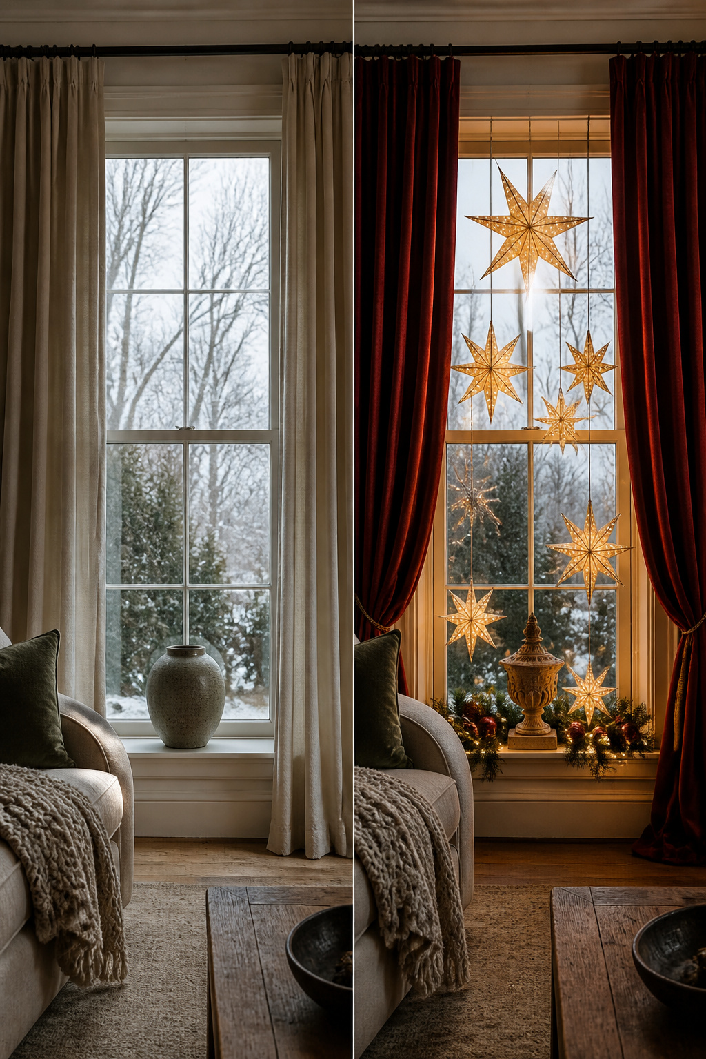 Information graphic on how to recreate holiday window displays at home.