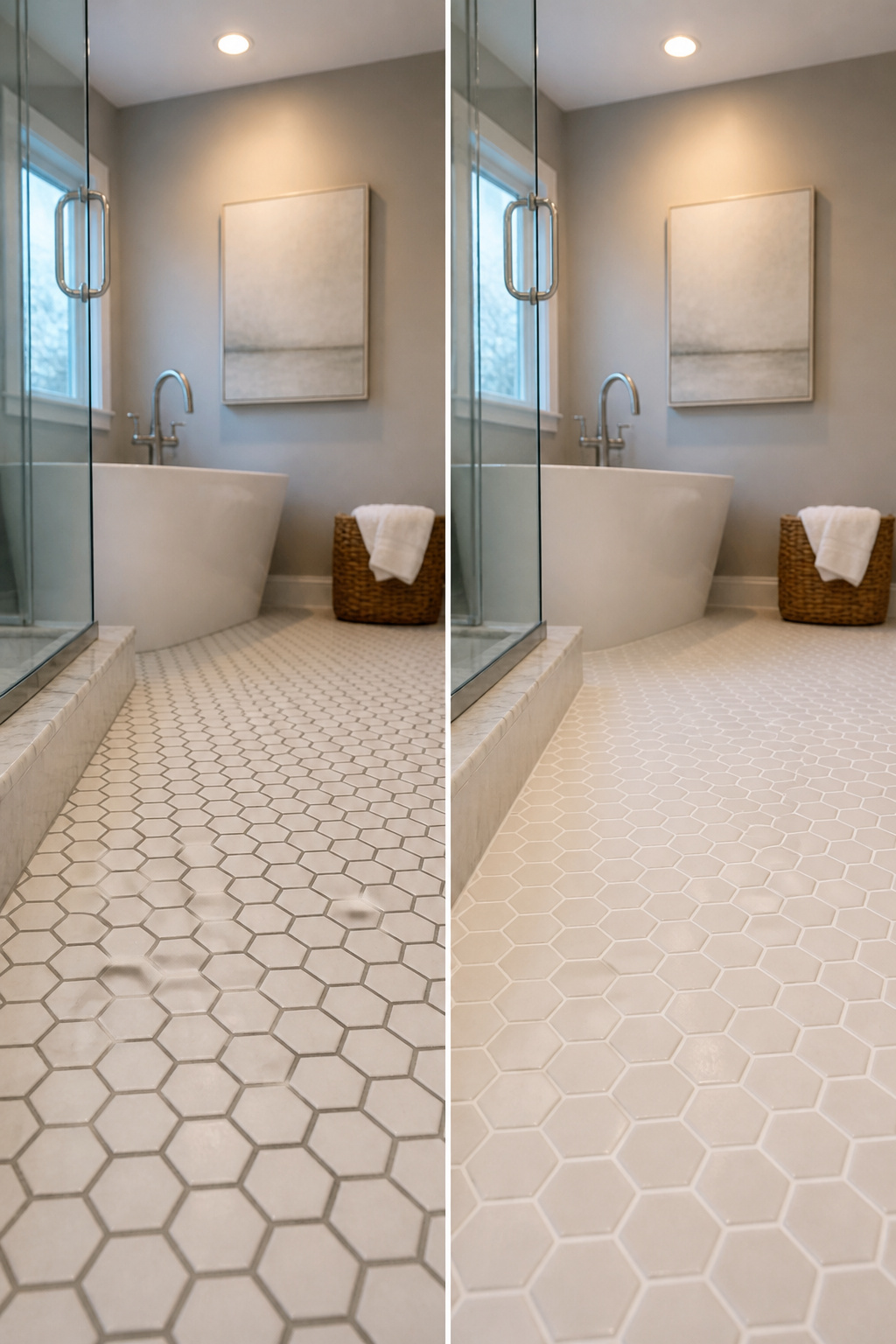 White Hexagon Tile Floor: Materials, Specs and Installation Guide 3 Container of Laticrete Spectralock 1 Grout in Bright White color.
