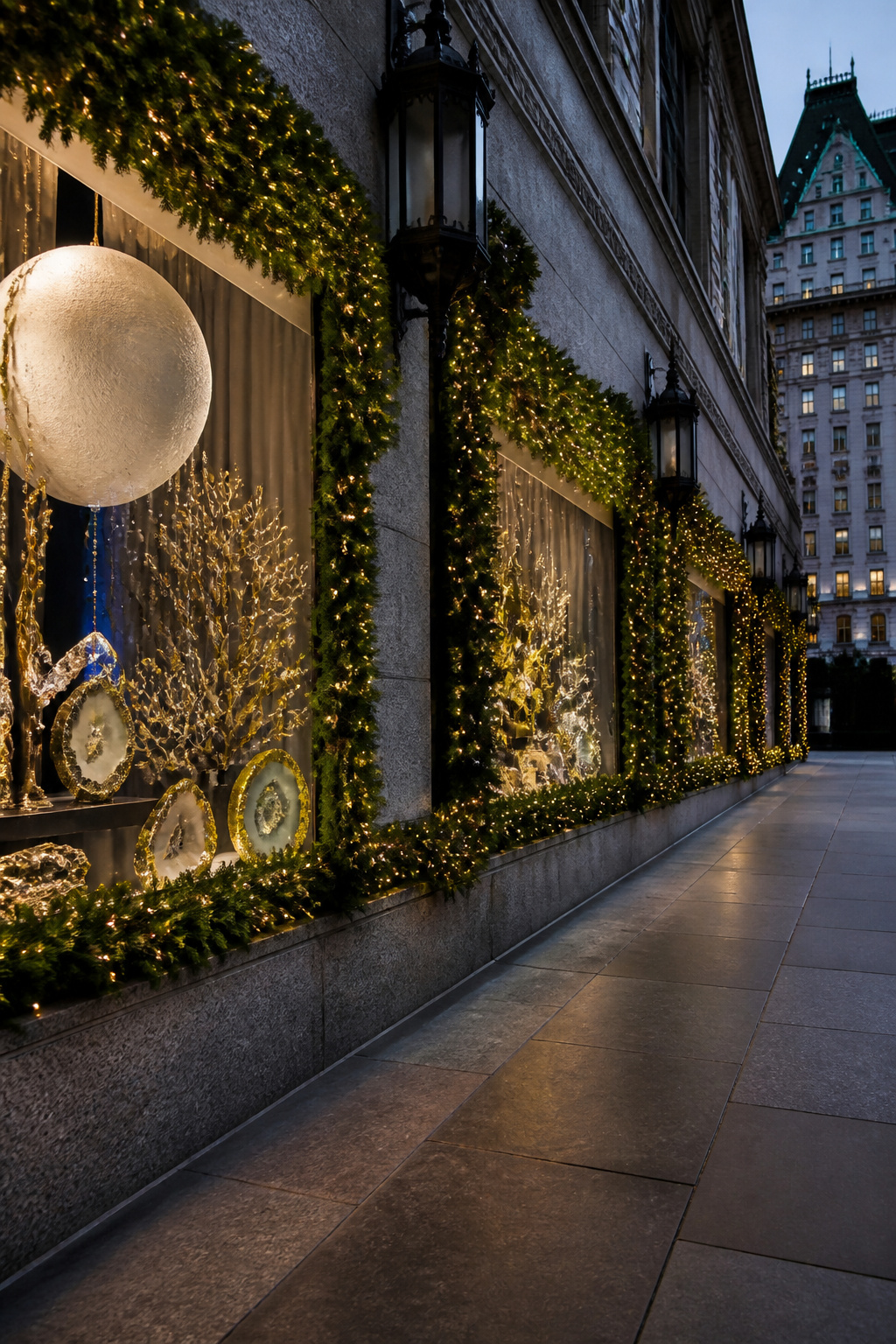 Intricate holiday window display at Bergdorf Goodman.