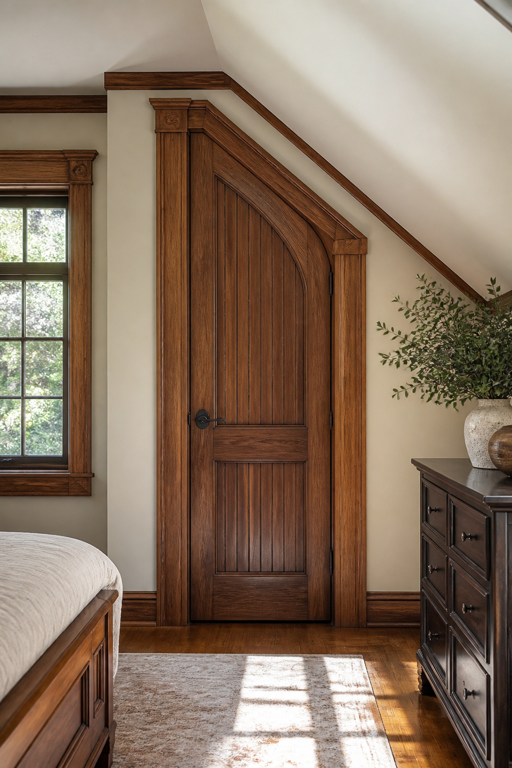 A custom door designed to match specific bedroom dimensions is displayed.