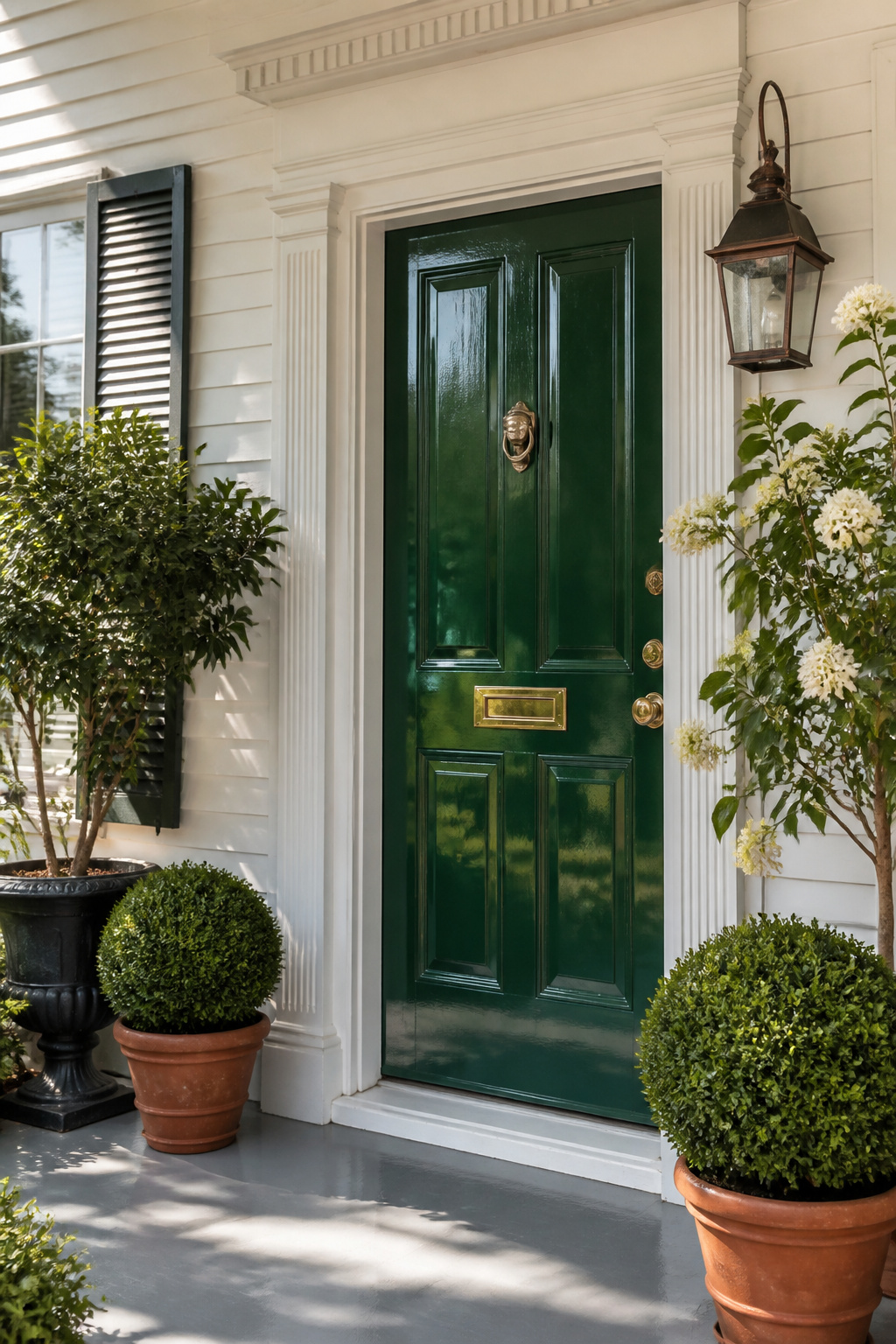 Residential door painted in Fine Paints of Europe Charleston Green.