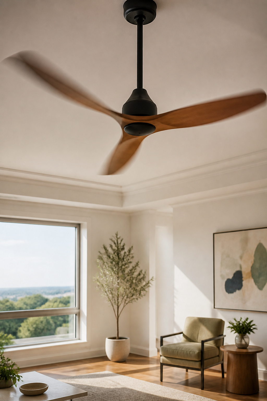 How to Cool Upstairs with Air Conditioning: 10 Steps for 2026 6 Ceiling fan in an upstairs room set for summer cooling.