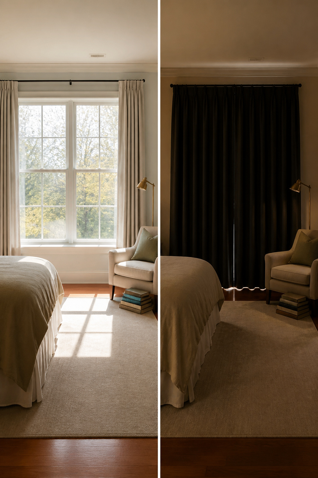How to Cool Upstairs with Air Conditioning: 10 Steps for 2026 7 Blackout curtains drawn in a bright upstairs bedroom.