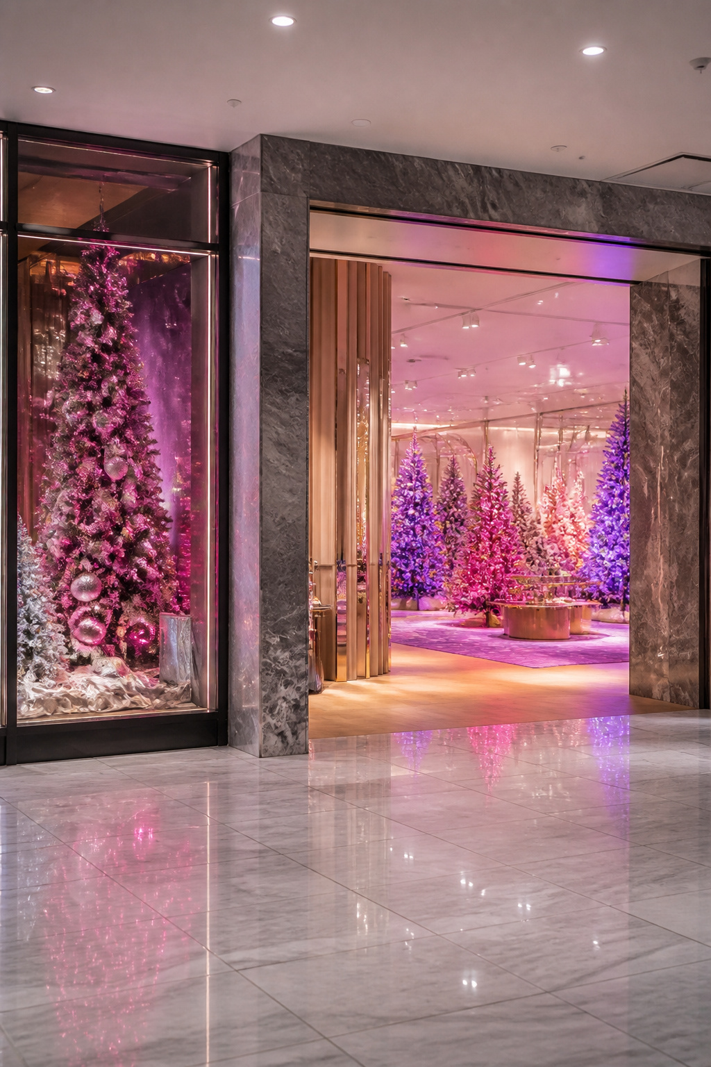 Festive LED-lit entrance to Nordstrom's 'Oh, What Funhouse!' experience.