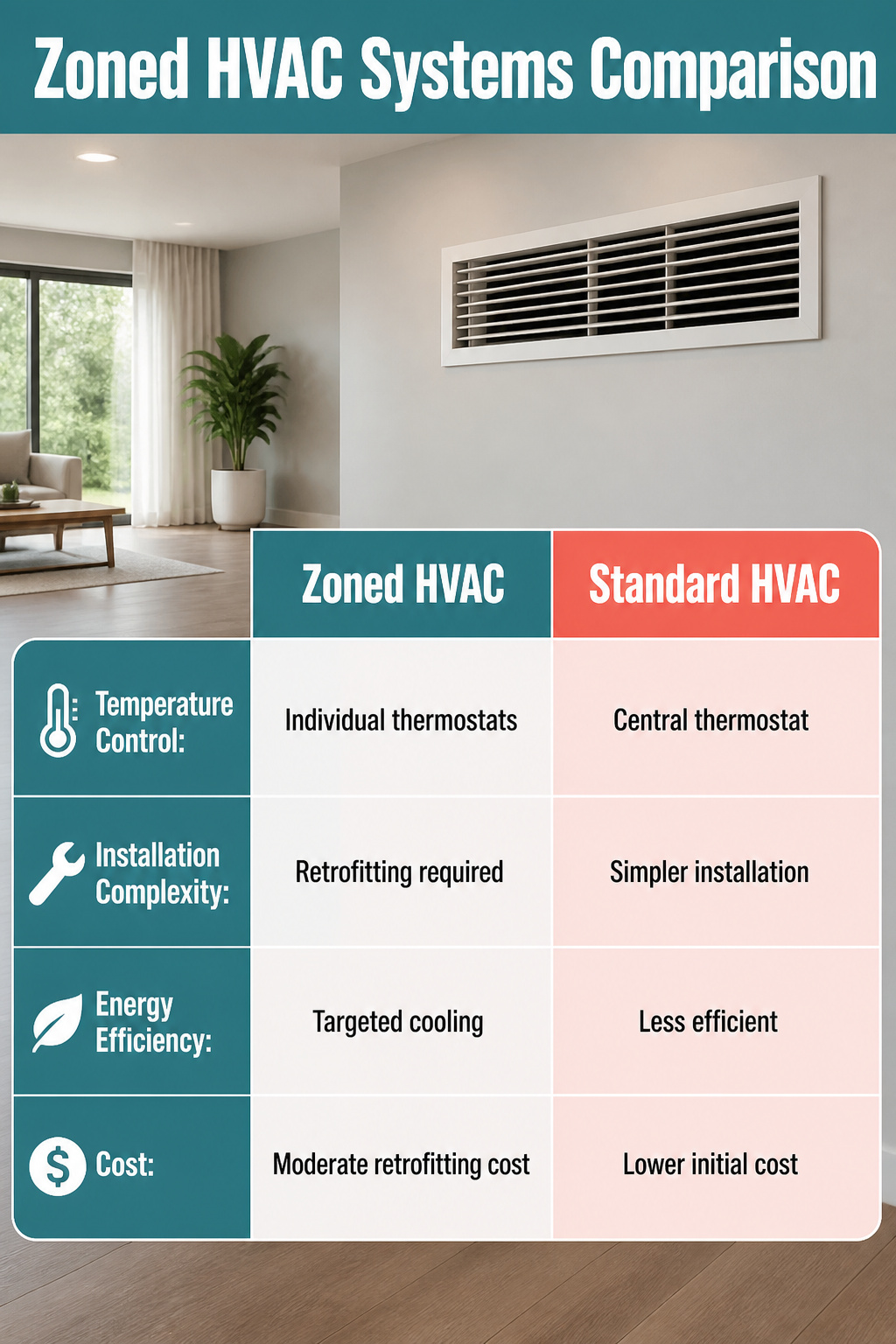 How to Cool Upstairs with Air Conditioning: 10 Steps for 2026 9 Diagram comparing standard HVAC and zoned HVAC systems.