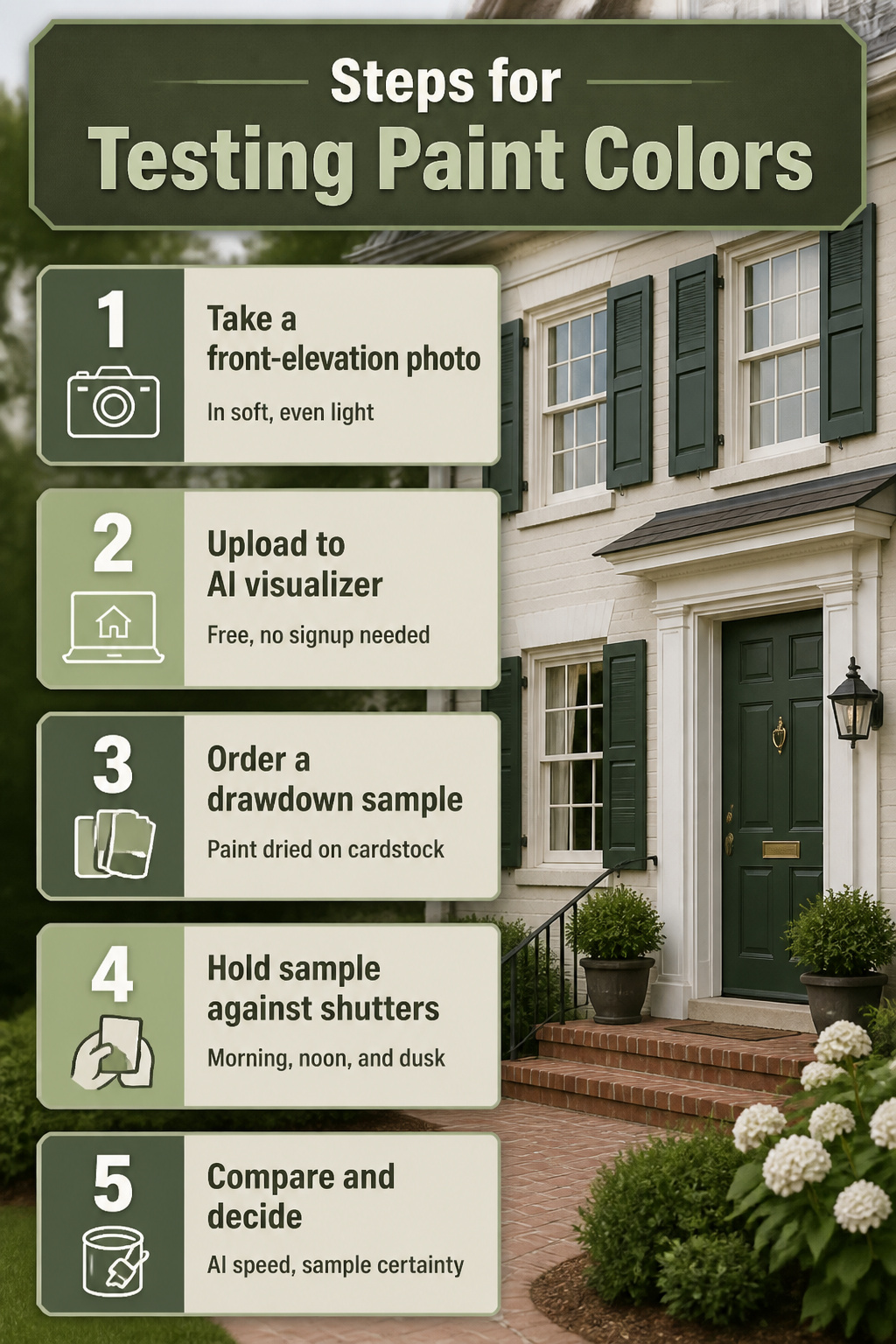 Information image showing steps for testing paint colors.