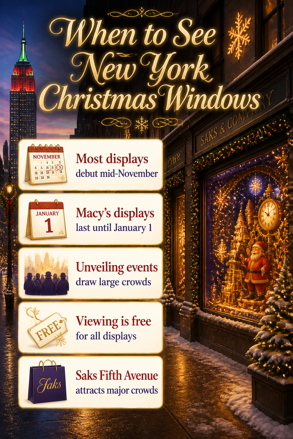 Information graphic about the timing of New York Christmas windows.