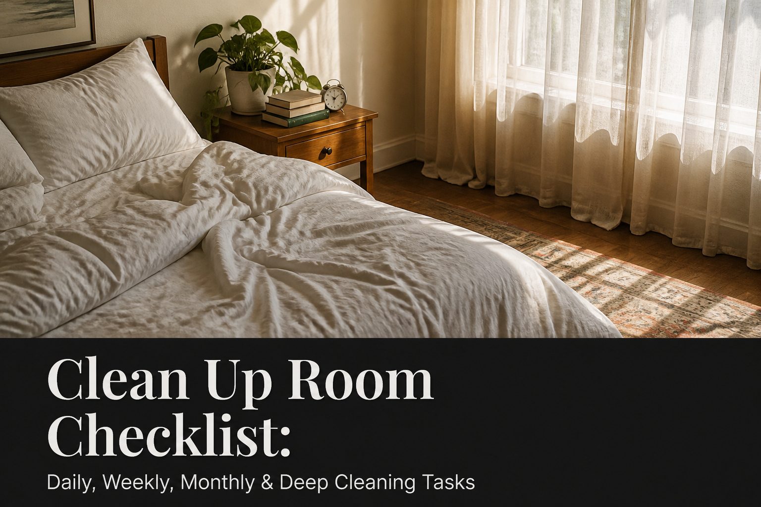 A clean room with a wooden coffee table, potted plant, and abstract artwork.