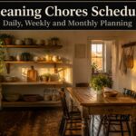 A visually appealing cleaning schedule displayed on a wall or board.