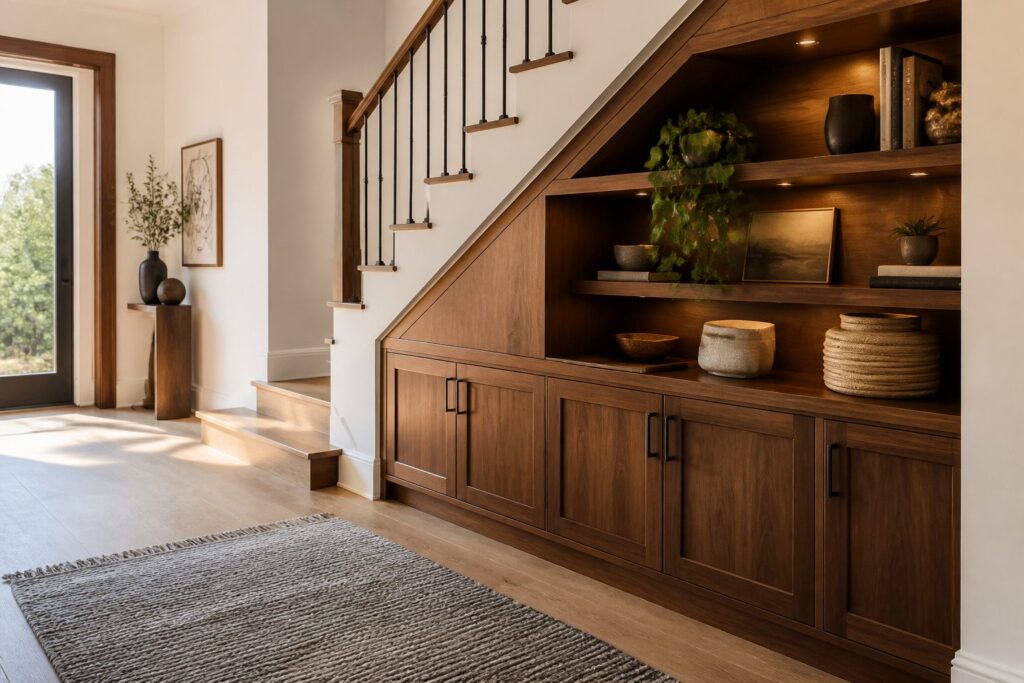A collection of various luxury understair cabinet designs showcasing storage solutions.